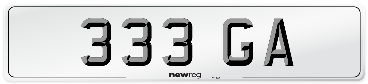 333 GA Number Plate from New Reg